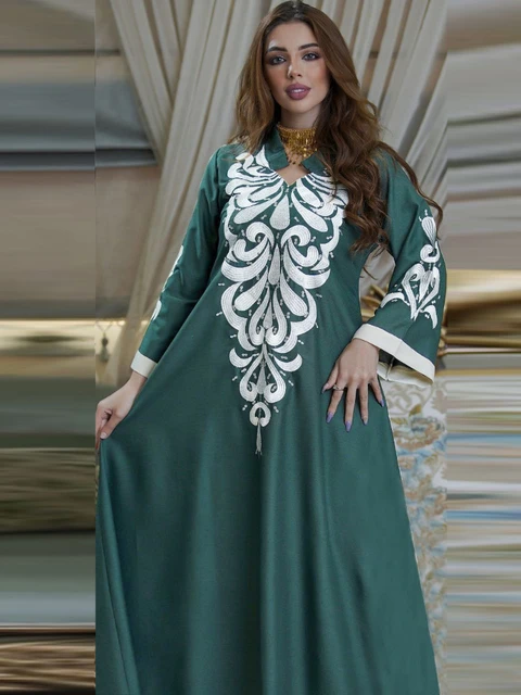 Arab Morocco Muslim Dress Abayas Women Ramadan Embroidery Abaya Dubai Turkey Islam Kaftan Robe Longue Musulmane Vestidos Largos 2