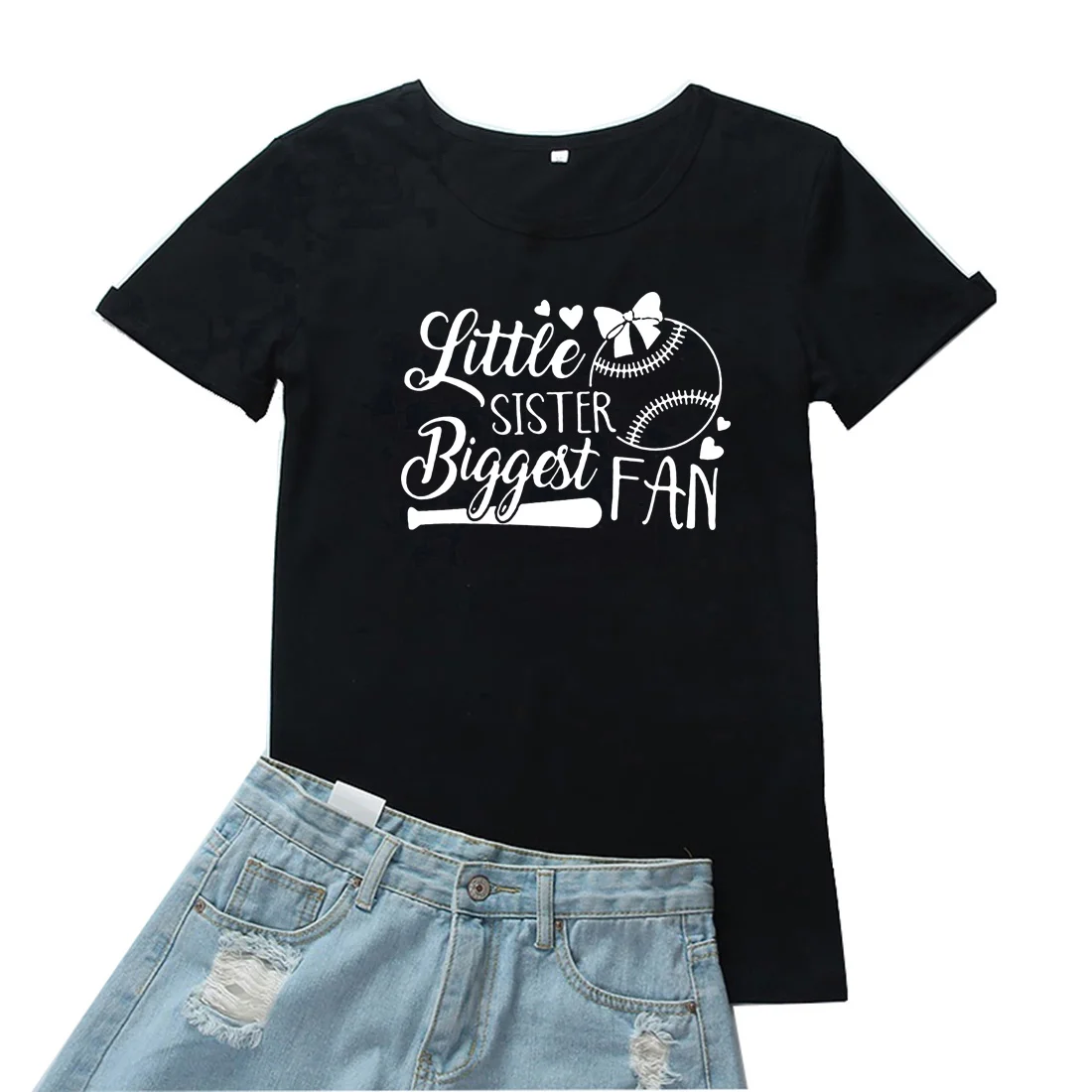 

Little Sister Biggest Fan T Shirt Women Tee Shirt Short Sleeve Tshirt Womens