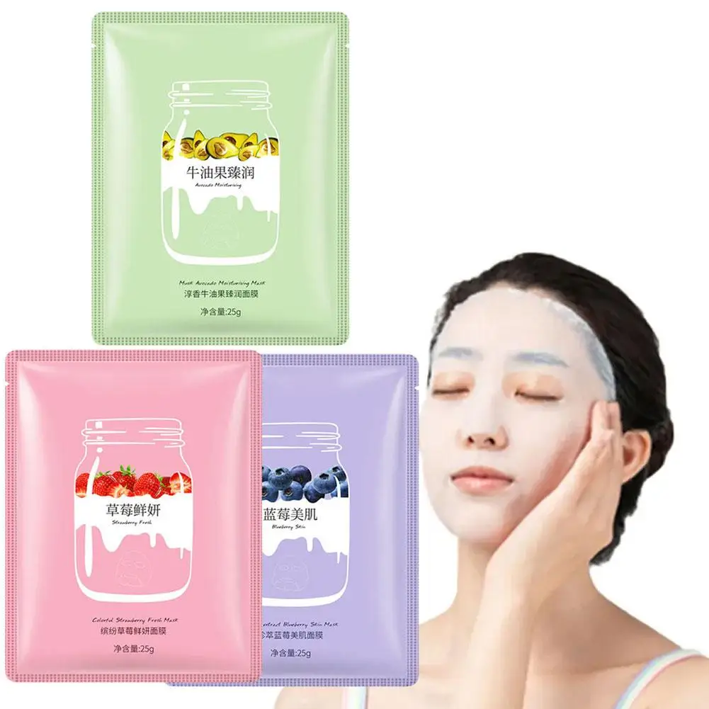 

1pcs Women Moisturizing Face Mask Blueberry Strawberry Facial Brighten Skin Anti Mask Hydration Care Aging Deep Tone Q1V0