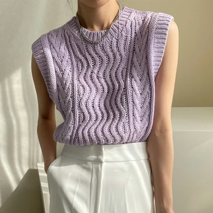 

Spring Autunm Women Sweaters 2021 New Waistcoat Sleeveless Chic Sweet Korean Style Knitted Vintage Wild Lady Short Vests Green