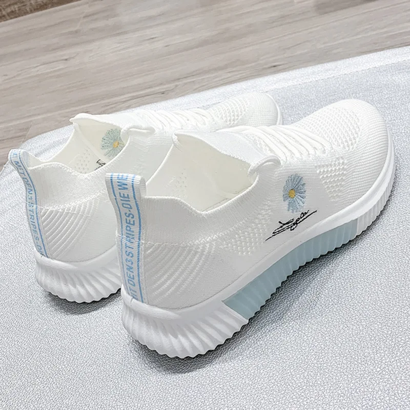 Flyweave Women's Vulcanized Shoes Women's Mesh Breathable Sneakers 2023 New Soft Comfortable Women's Sneakers for The Outdoors