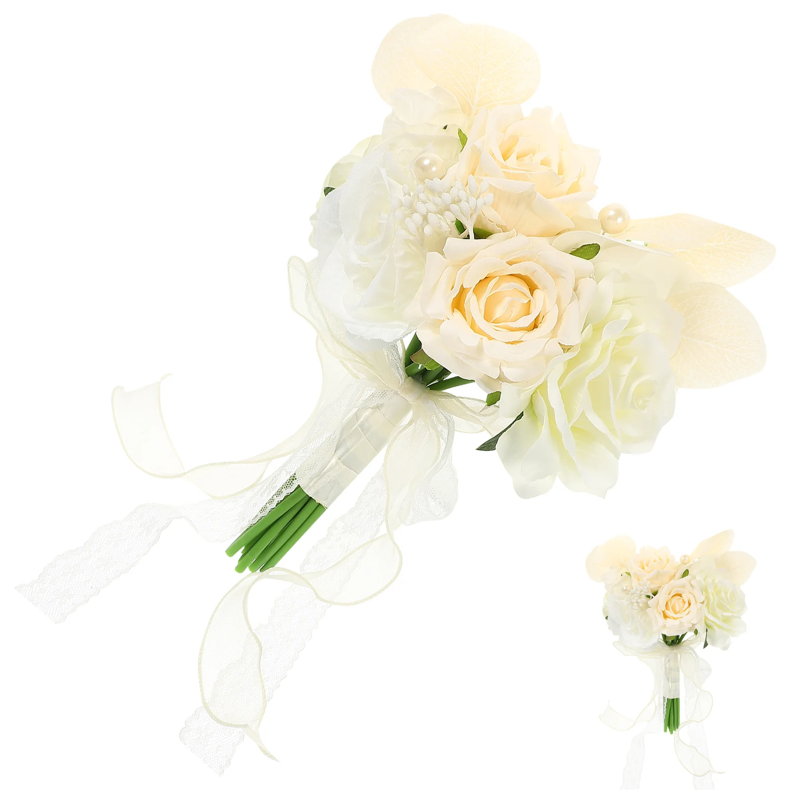 

Bouquet Wedding Flower Bridal Bouquets Fake Holding Rose Bridesmaid Flowers Table Artificial Floral Hand Silk Pearl Bride