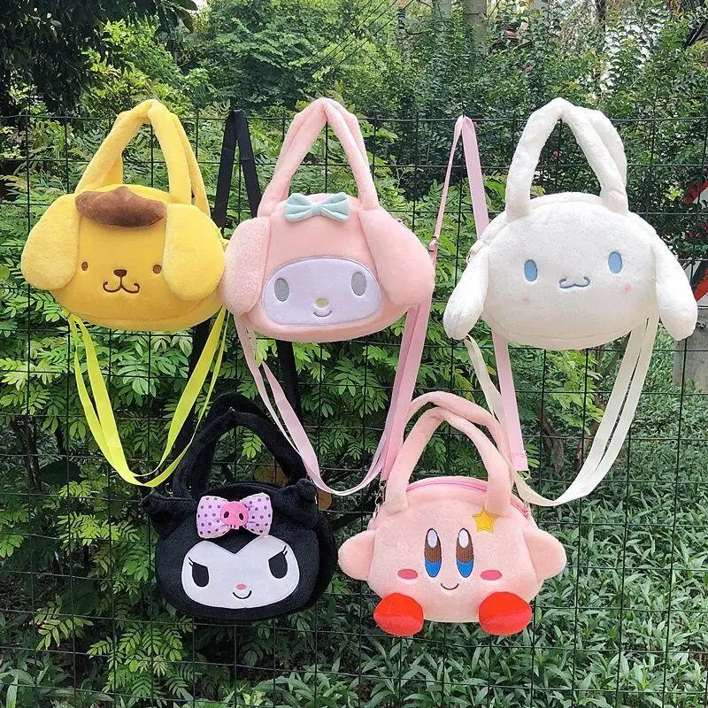 

Sanrio Kuromi плюшевая сумка Kirby Cinnamoroll My Melody Pom пуриновая сумка через плечо Jk мультяшная сумка на плечо подарок для девочки на день рождения