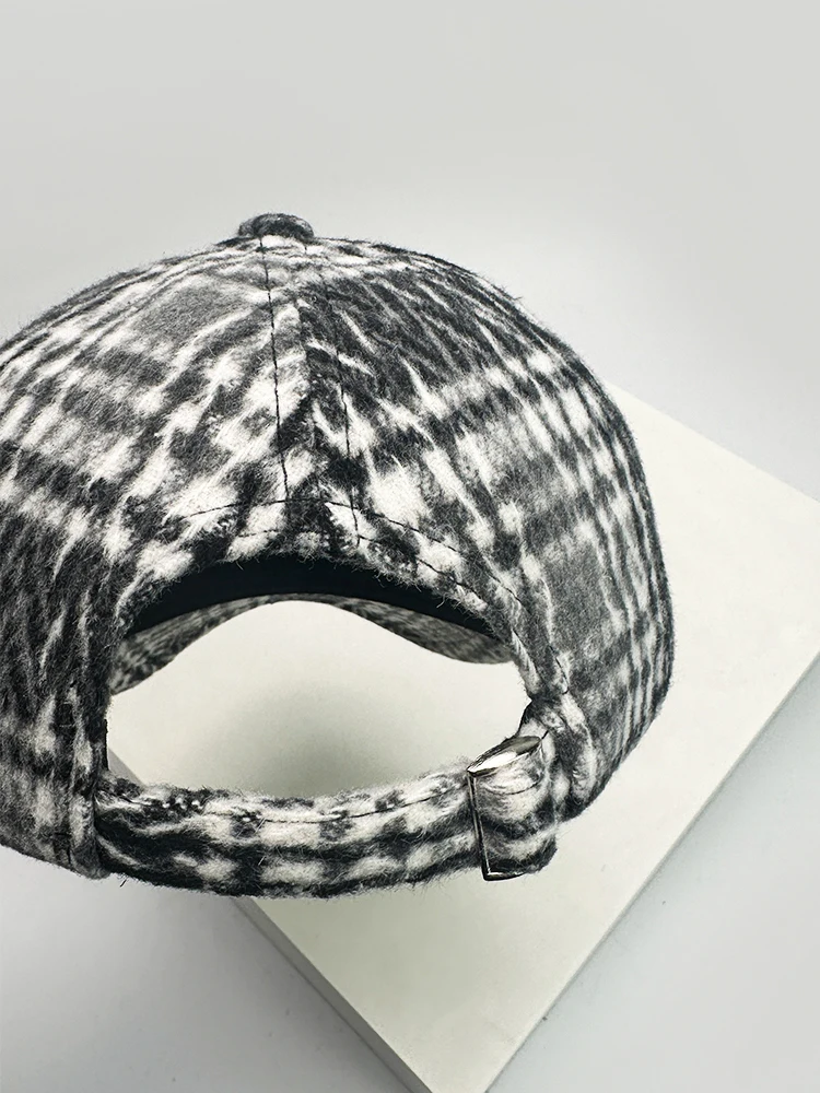 Осенне-зимняя новая британская шерстяная бейсбольная кепка в клетку стиле ретро