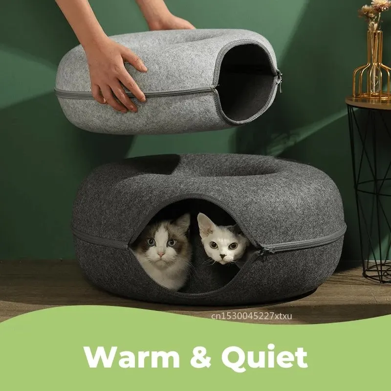 

Donut Pet Cat Tunnel Funny Interactive Play Toy Cat House Basket Round Dual Use Indoor Kitten Exercising Toy Pet Accessories