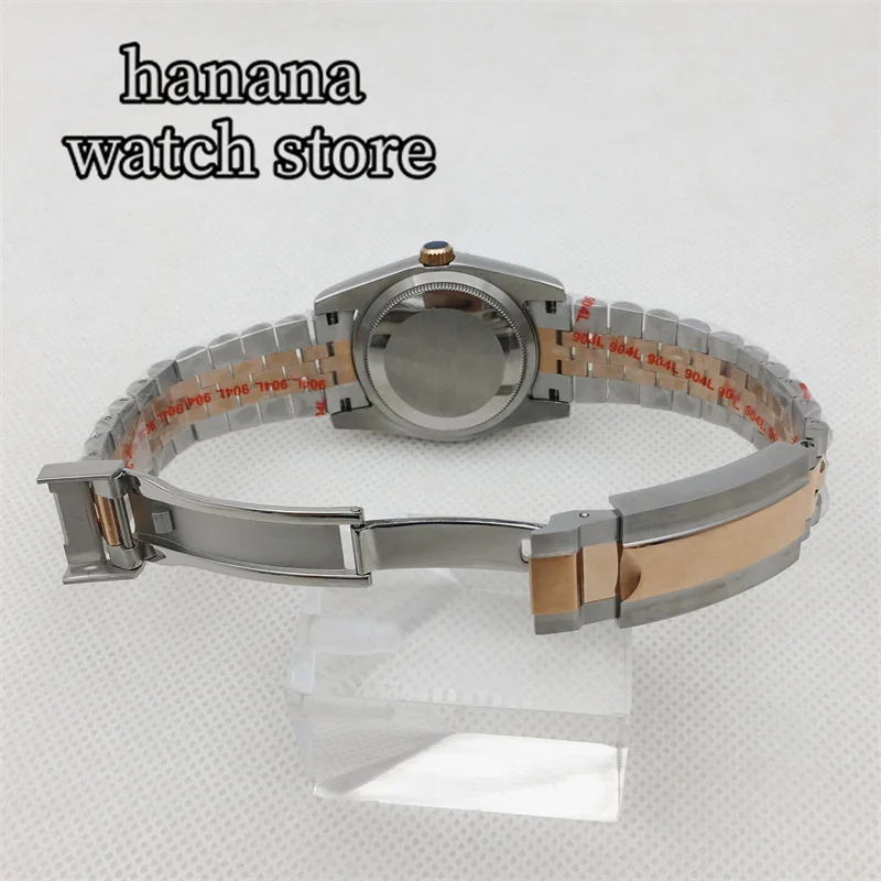 Мужские часы с автоподзаводом BLIGER NH35A автоматические белым циферблатом розовым