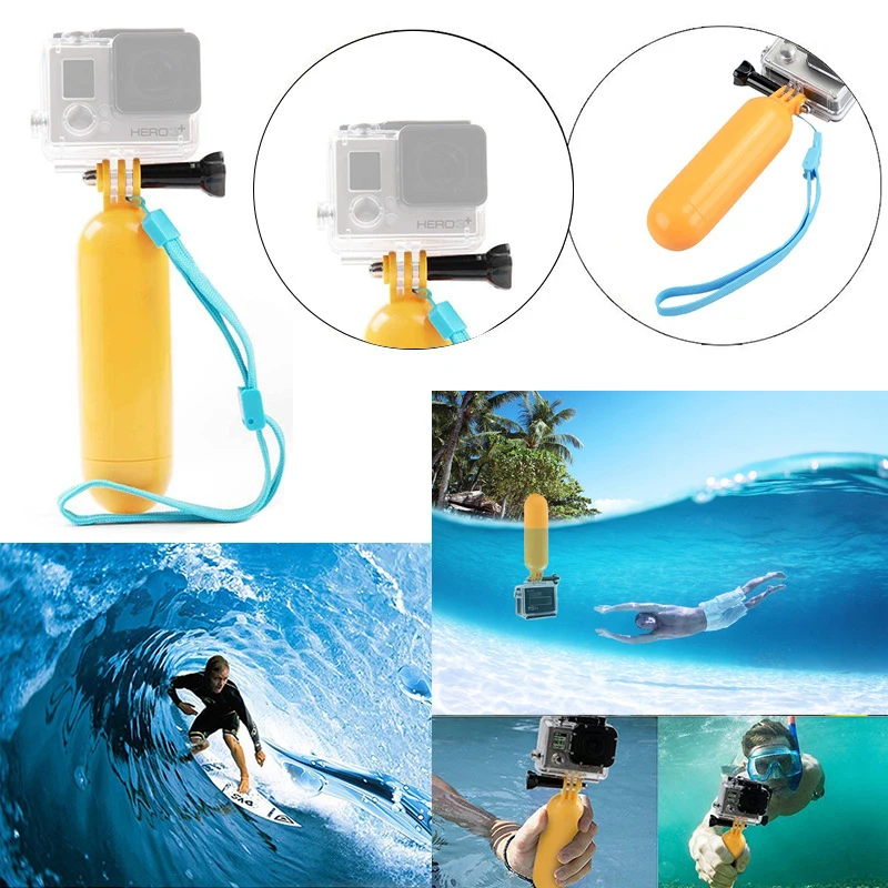 Плавающая желтая ручка для Go Pro Gopro Hero 10 9 8 7 Xiaomi Yi 4K SJ4000 SJ5000 Insta 360 аксессуары