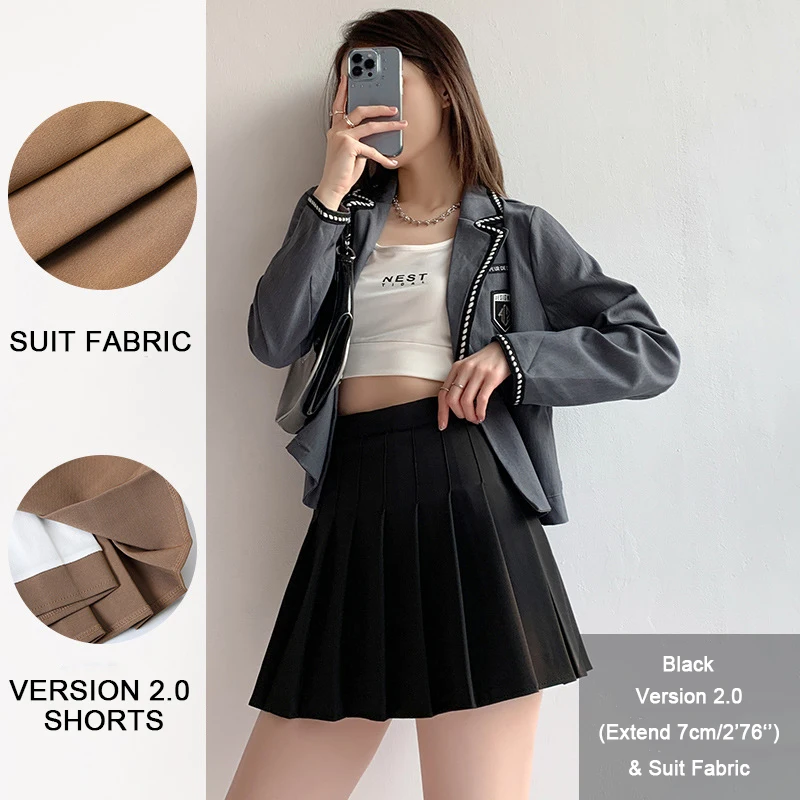 Preppy Style High Waist Solid Pleated Mini Skirt Women Summer Spring Korean Fashion Cute White A-line Skirt Y2k Skort Clothes