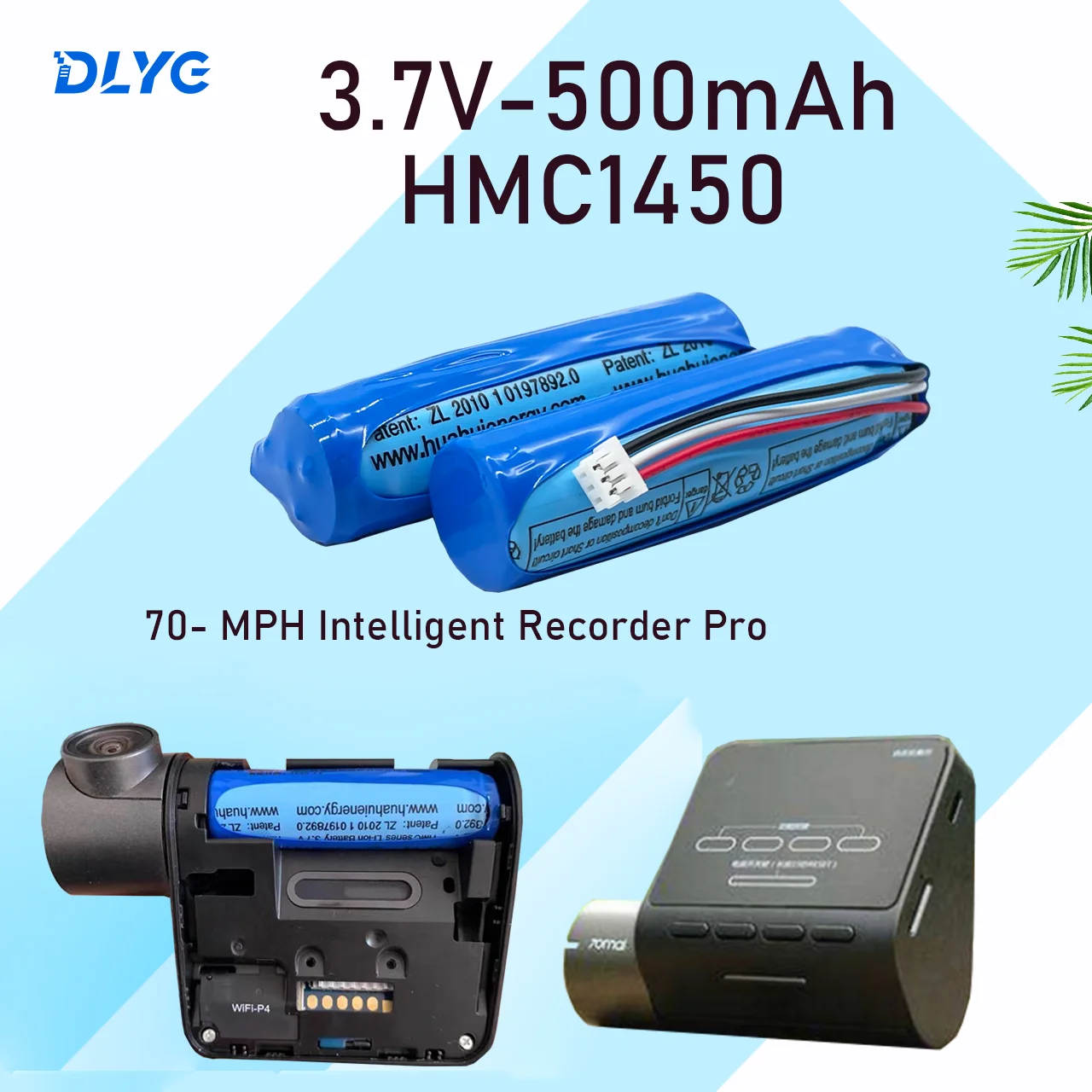 

3.7V Lithium Battery70mai Hmc1450 Dash Cam Pro Car Recorder Replacement Dvr Pro Accessories Go Pro Cam 500mah Batteries Pilas