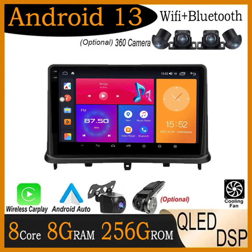 

IPS QLED Android 13 для Changan Alsvin V7 2015 автомобильный радиоприемник беспроводной Carplay Bluetooth Dab SWC мультимедиа