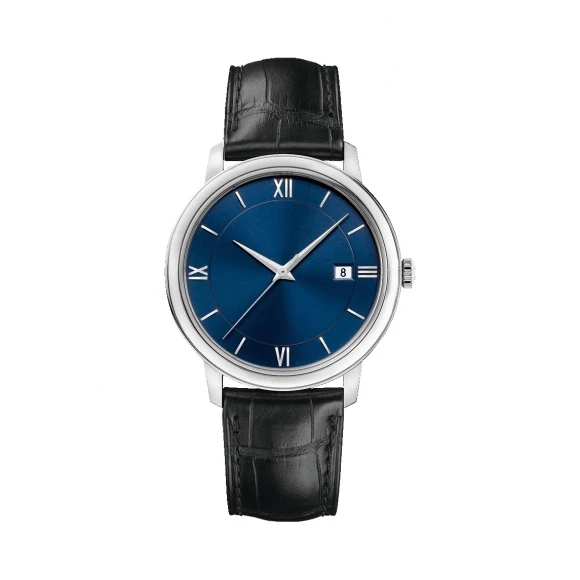 

mens mechanical watch automatic Simple black leather Blue