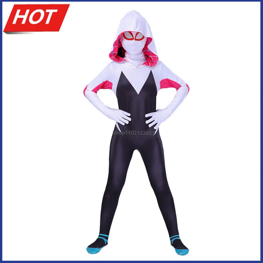 

Костюм супергероя Гвен паука стесси для косплея аниме детские комбинезоны для девочек карнавальные костюмы на Хэллоуин для детей зентай ма...