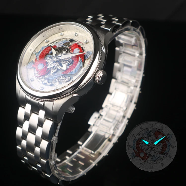 SanYuan полностью автоматические механические наручные часы мужские из нержавеющей