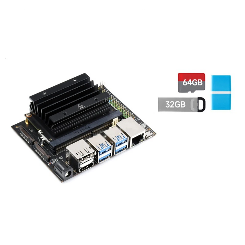

For Jetson Nano 4GB Developer Kit(B01) Development Board with Core Board+Heat Sink+32G USB Drive+64G SD Card+Card Reader