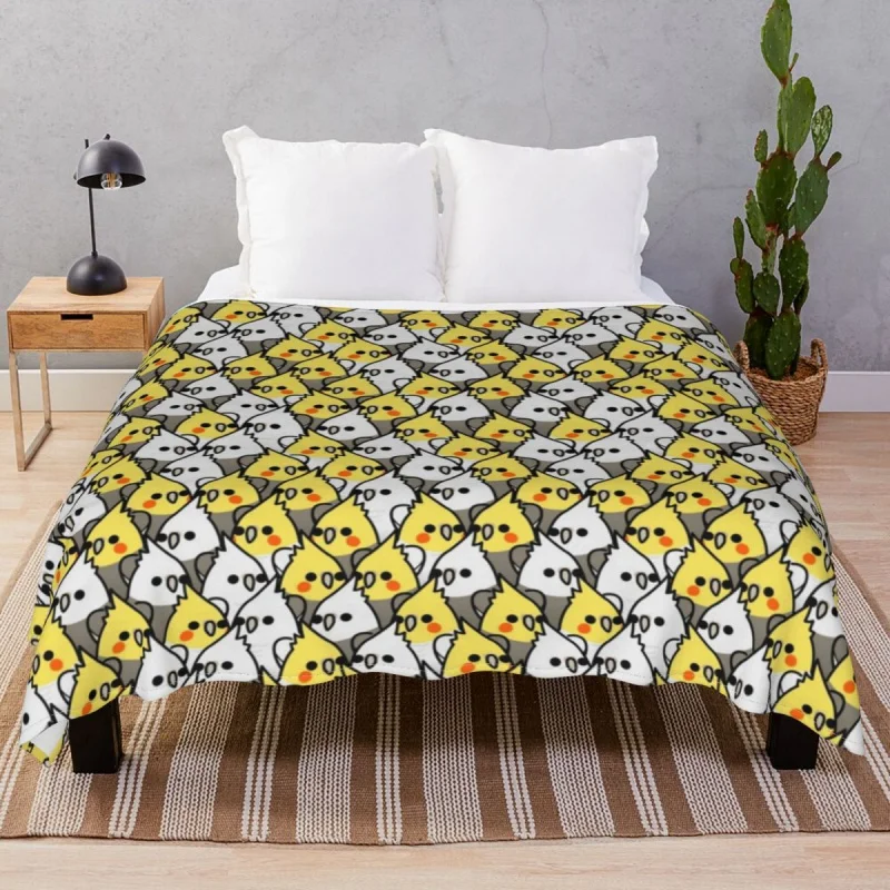 

Birds Cockatiel Squad Blankets Flannel Plush Decoration Lightweight Unisex Throw Blanket for Bed Sofa Camp Cinema