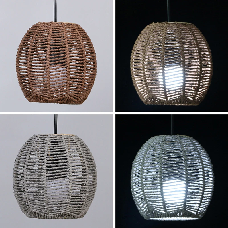 

Lamp Shade Lampshade Light Cover Rattan Chandelier Pendant Woven Wicker Ceiling Rope Fixture Weaving Fixtures Rustic Table Weave