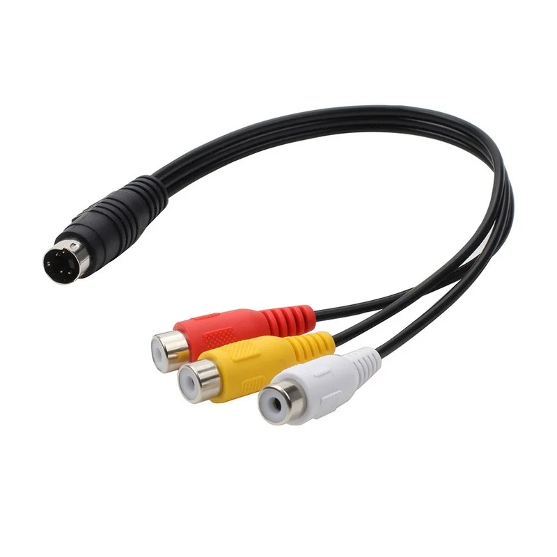 

Black 25CM 4PIN S-VIDEO S Terminal To 3RCA Red Yellow White AV Video Cable Audio Video Adapter