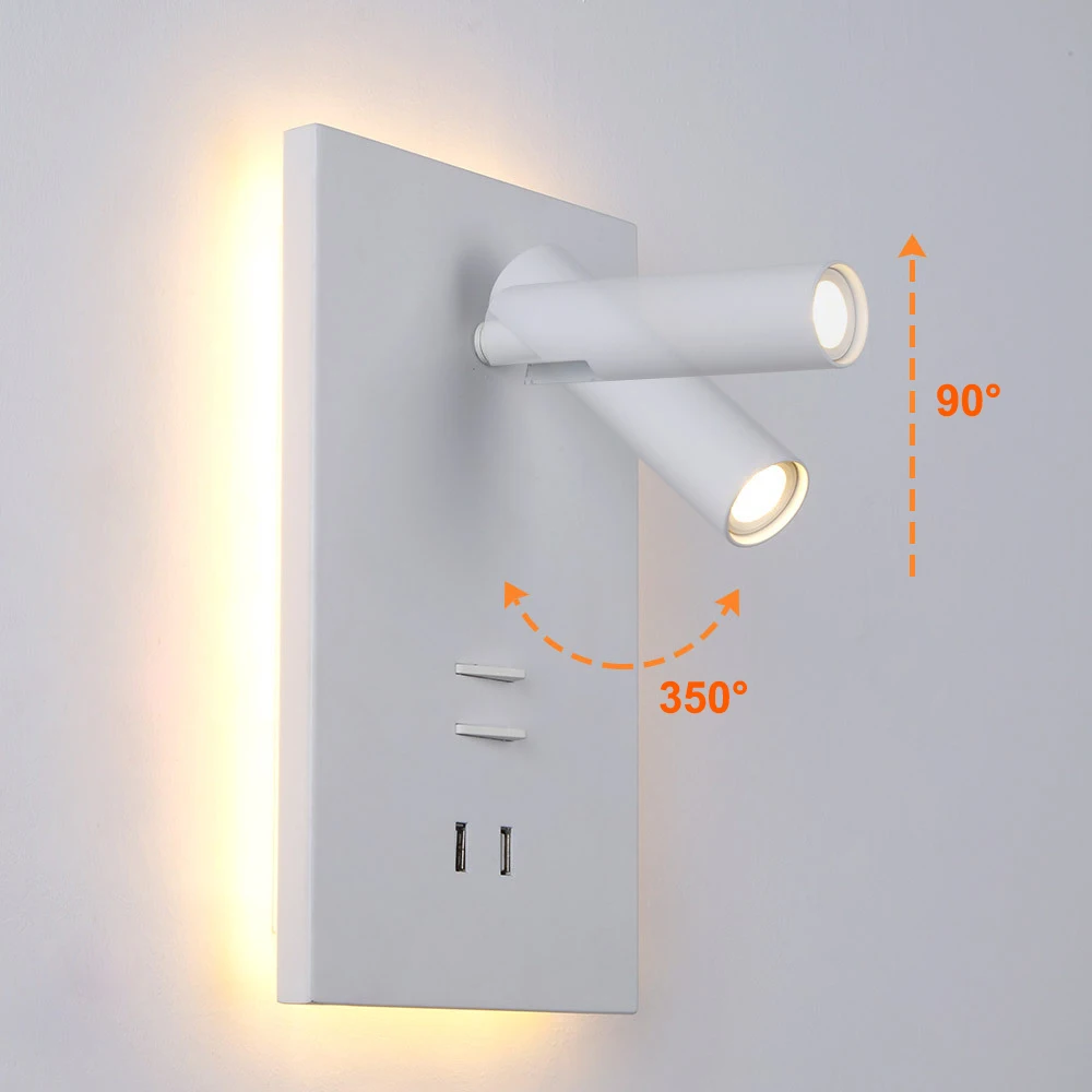 12 Вт COB светодиодный настенный светильник прикроватный для чтения поворотный