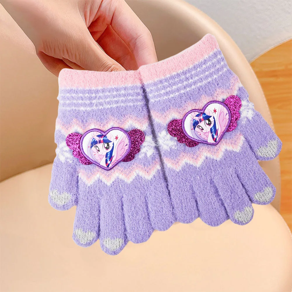 Детские перчатки Miniso Disney с пятью пальцами для девочек зимние теплые подкладкой