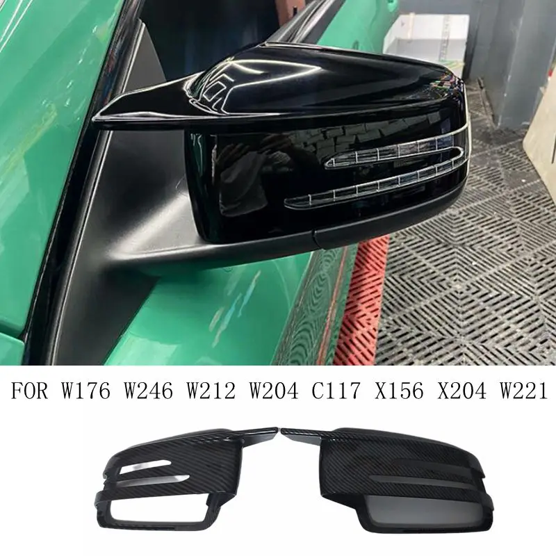 

Боковые зеркальные крышки для Mercedes Benz W176 W246 W212 W204 C117 X156 X204 W221 C218 A B C E S CLA GLA GLK, черные, замена