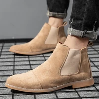 mens yellow chelsea boots comfortable pointed toe overwear dress shoes suede casual fashion 2022 pointed toe mens shoes