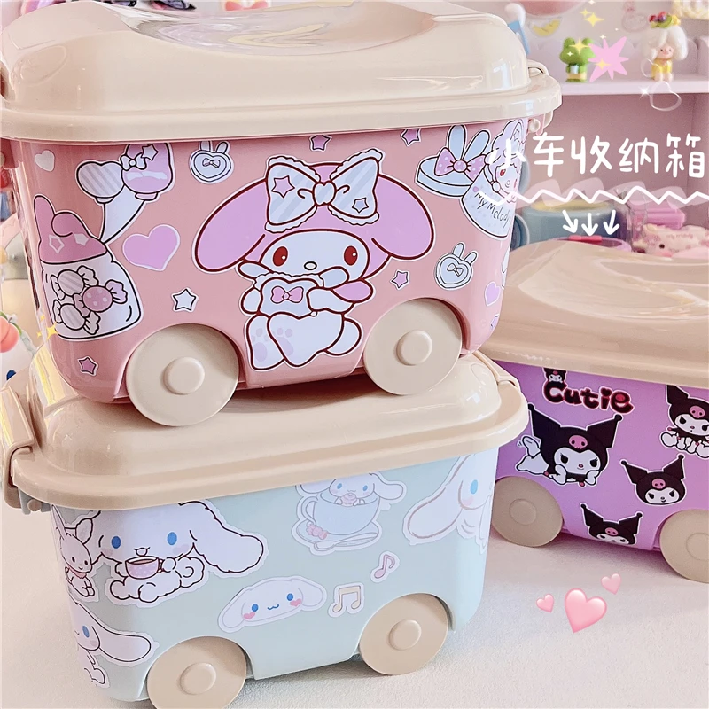 

Mymelody Sanrio Cinnamoroll Kuromi Kawaii мультфильм милые настольные мелочи тележка для хранения с крышкой Аниме Игрушки для девочек подарок