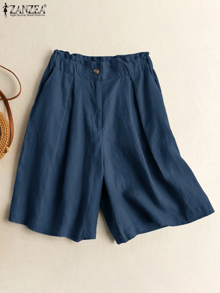 

Элегантные праздничные брюки ZANZEA в Корейском стиле, женские стильные короткие брюки, женские повседневные праздничные свободные брюки с широкими штанинами, 2023