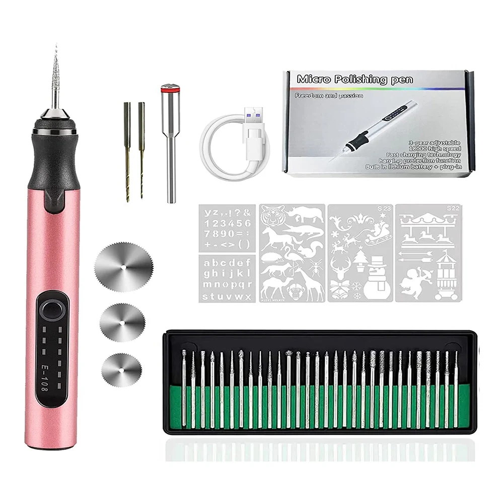 

USB Rechargeable Engraving Pen with 35 Bits, Mini Engraver Pen for All Materials,DIY Engraving Pen Cordless for Jewelry