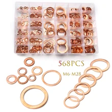 100/150/200/250/300/568pcs O Ring Copper Washer Gasket Set M4-M14 Flat Ring Seal For Boat Crush Flat Seal Ring Sump Plug Oil