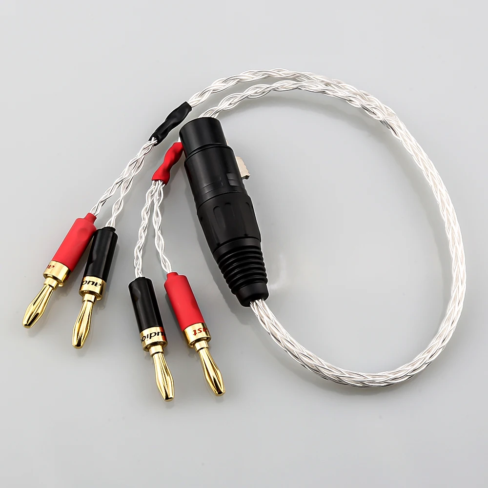 

Audiocrast OCC Silver Plated XLR Female 4 Pin to Deluxe 4mm Gold Plated Banana Plug Audio Cable Speaker Amplifier Hifi Jack Cord