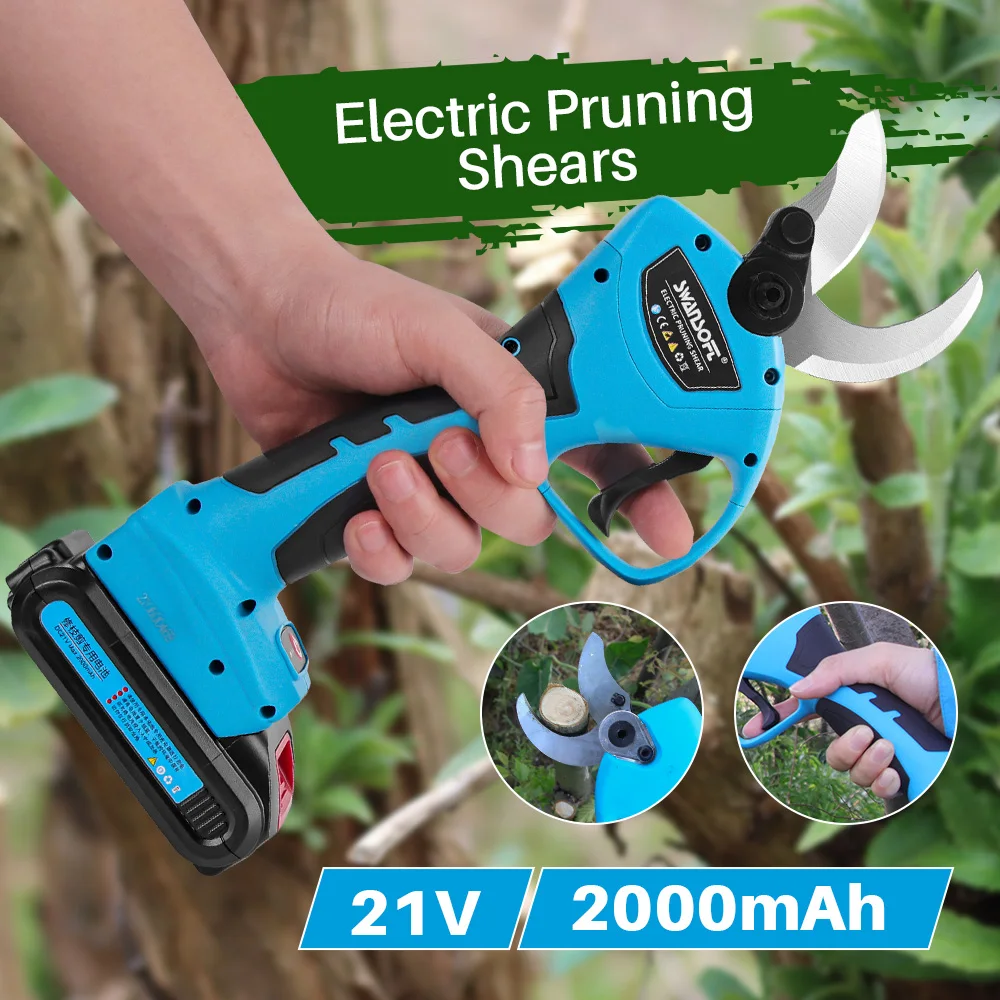 

2 Rechargeable Battery Electric Pruning Scissors Cordless Pruning Shears Garden Pruner Secateur Branch Cutter Cutting Tool