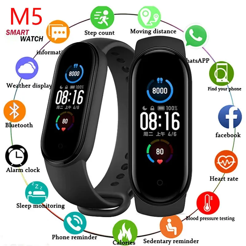 

M5 Smart Watch Color Screen Step Counting Multi Sport Mode Message Reminder Photography Music Remote Control Smart Band PK M7 M6