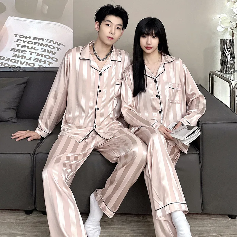 Couple Pajamas Spring and Autumn Long-sleeved Thin Section High-end Home Service Can Be Worn Outside Comfortable and Soft Suit