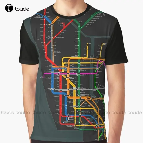 

New York City Dark Subway Map Graphic T-Shirt Custom Aldult Teen Unisex Digital Printing Tee Shirts Custom Gift Xxs-5Xl