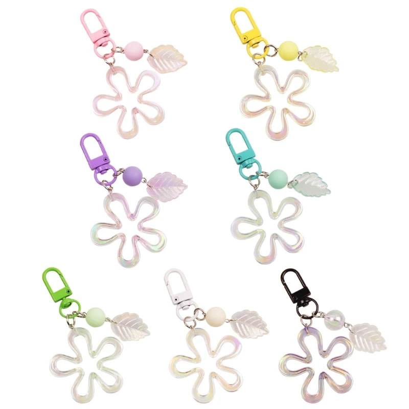 

Fashionable Flower Charm for Keys Acrylic Pendant Decor with Leaf Accent for Bag Handbag Purse Decorations Car Ornament