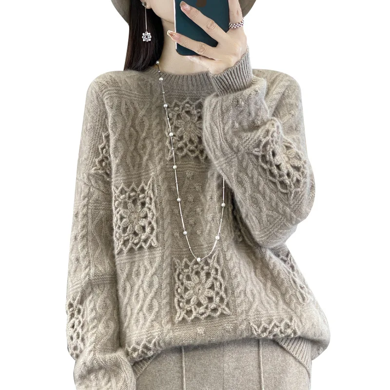 Три пяти игольных тяжелых утолщенных полых вязаных крючком свитер строгий выбор