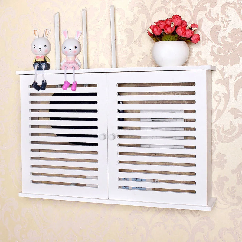 

Home Router Storage Box WiFi Box Plugboard Wall-mounted Non-perforated Multimedia Junction Box To Cover Set-top Box Shelf