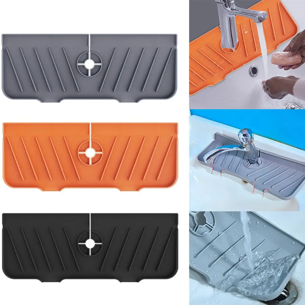 

Kitchen Silicone Faucet Absorbent Mats Wraparound Countertop Protection Draining Mat Sink Splash Guard Water Catcher Drying Pad