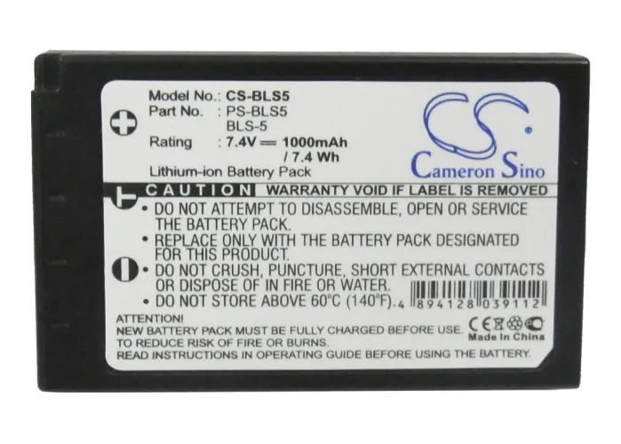 

Camera 1000mAh Battery For Olympus BLS-5 BLS-50 PS-BLS5 OM-D E-M10 E-PL5 E-PL6 E-PL7 E-PM2 Stylus 1 E-PL8 PEN E-PL2