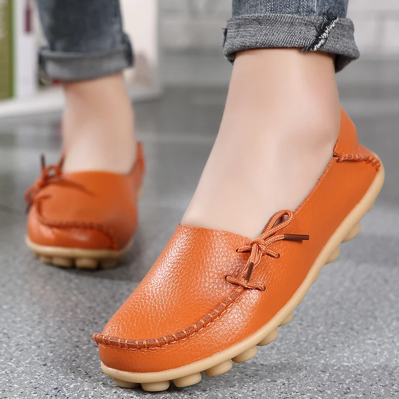 2023 New Women's Fashion Flat Ballet Shoes Multi-color Loafers Hollow Leather Moccasin Women's Boat Shoes Ballerina Casual Shoes