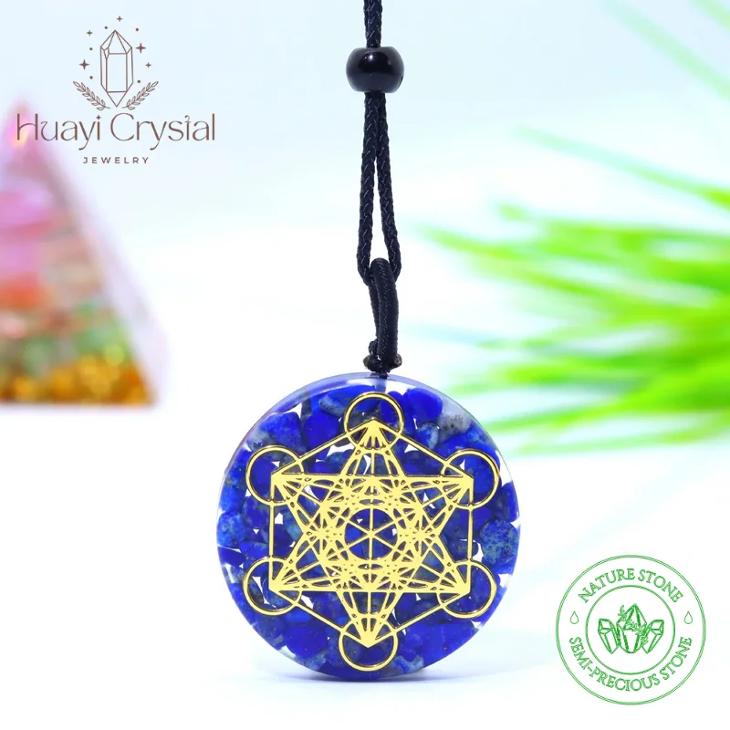 

Healing Jewellery Orgonite Energy Agate Crystal Chip Constellation Tarot Hexagram Pendant Crystal Necklace Resin Round Men women