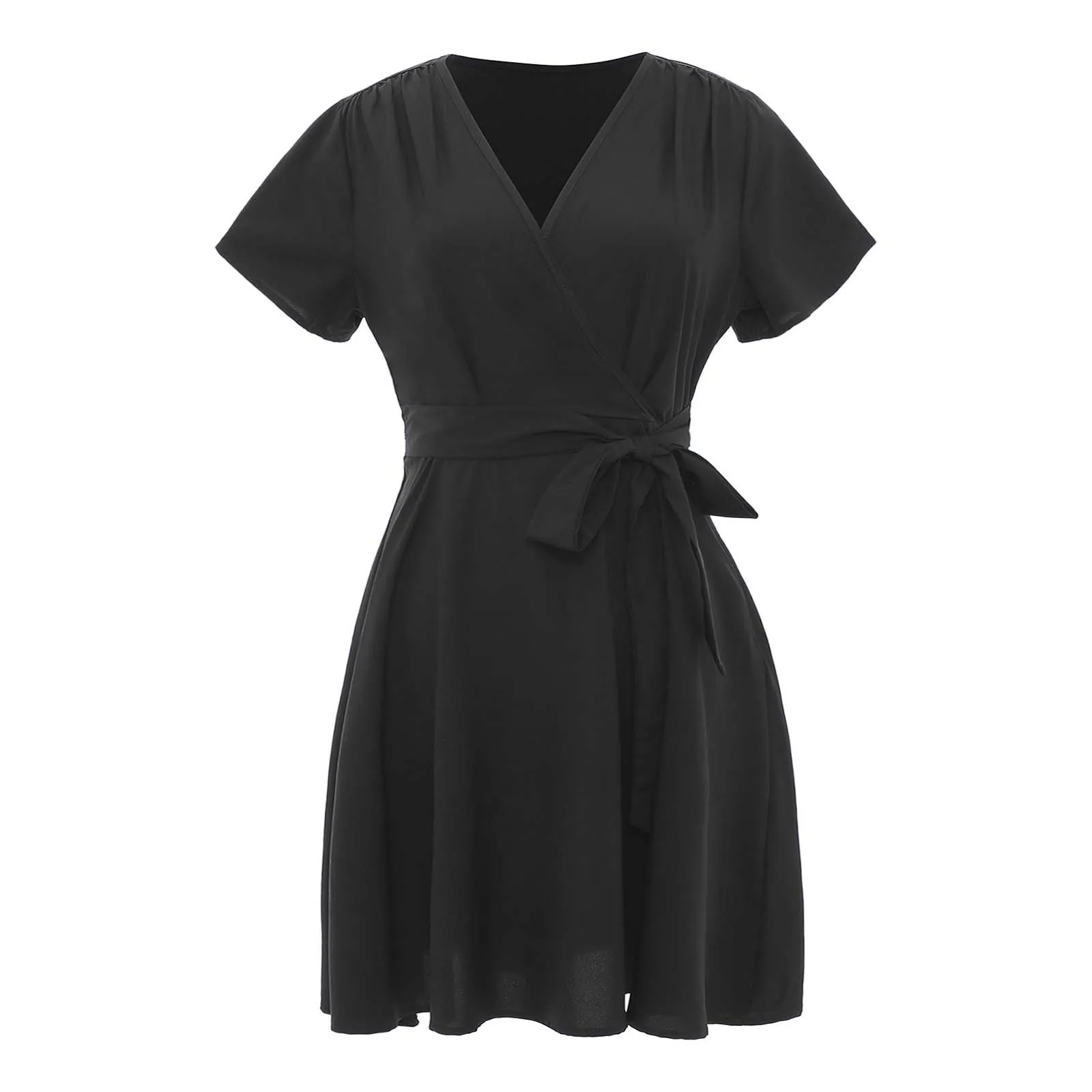 Женское платье больших размеров летнее однотонное трапециевидной формы с