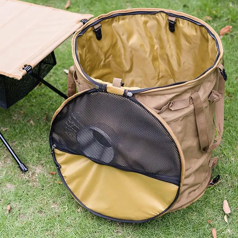 

Pop-up Trash Can Collapsible Trash Can For Garbage With Zippered Lid Foldable Garbage Can Camping For Gardening Camping Storage