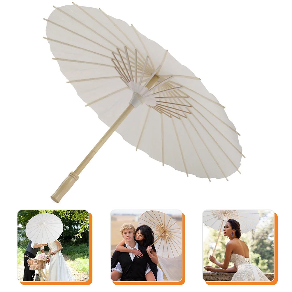 

White Oil Paper Umbrella Paper Parasol DIY Painting Umbrella Photo Props Decor