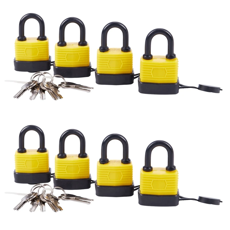 

8Pcs 40Mm Waterproof Keyed Alike Lock Laminated Padlock Pad Same Key Gate Door