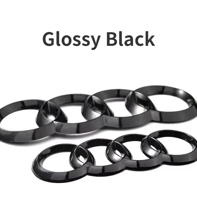 

Автомобильный 4-кольцевой логотип из АБС-пластика, серебристый и черный значки, подходит для Audi A3 A4 A5 A6 A7 TT Q2 Q3 Q5 Q8, декоративный логотип на капот двигателя, решетку радиатора