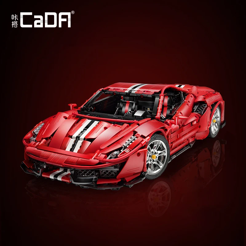 

Cada MOC High Tech Racing Car Super Car Building Blocks City Assembling Sports Vehicle Model Bricks Static Ornament Toy for Kids