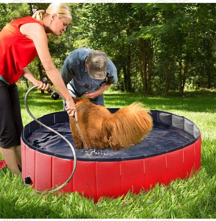 

Fold-down dog and cat pet pool bath, summer cool and refreshing and comfortable puppy kitten swimming pool