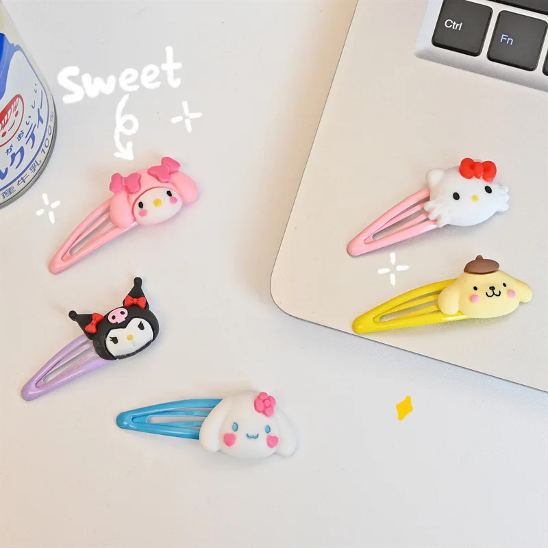 

Новинка Kawaii милый Sanrio Hellokitty Kuromi Cinnamoroll pompurin шпилька Bb зажим фотография милые игрушки для девочек
