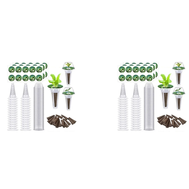 

2 Set Garden Accessories Plant Pod Kit Including Grow Baskets, Transparent Insulation Lids, Plant Grow Sponges, Labels